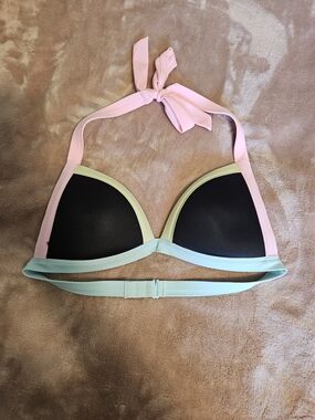 3 For $15🎊 PINK Victoria's Secret Black Bikini Top with Pastel Trim